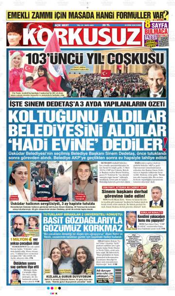 Açık Mert Korkusuz gazetesi manşeti