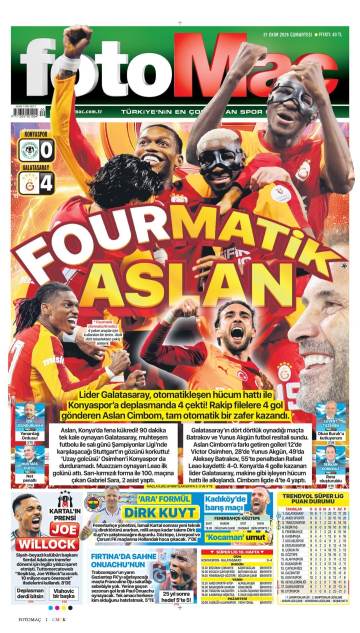 Fotomaç gazetesi ilk sayfası