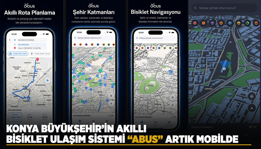 [BELEDIYE · Konya] KONYA BÜYÜKŞEHİR’İN AKILLI BİSİKLET ULAŞIM SİSTEMİ “ABUS” ARTIK MOBİLDE