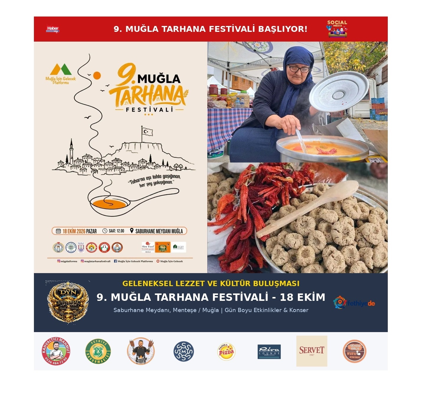 9 Muğla Tarhana Festivali Saburhane Meydanı'nda Başlıyor 18 Ekim