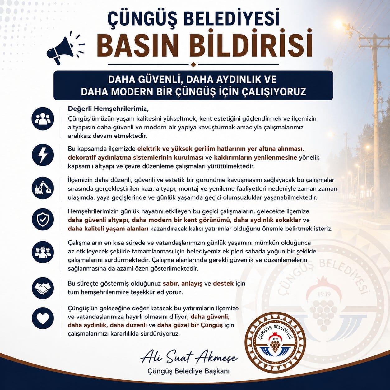 [BELEDIYE · Diyarbakır · Çüngüş] Daha güvenli, daha aydınlık ve daha modern bir çüngüş için çalışıyoruz...