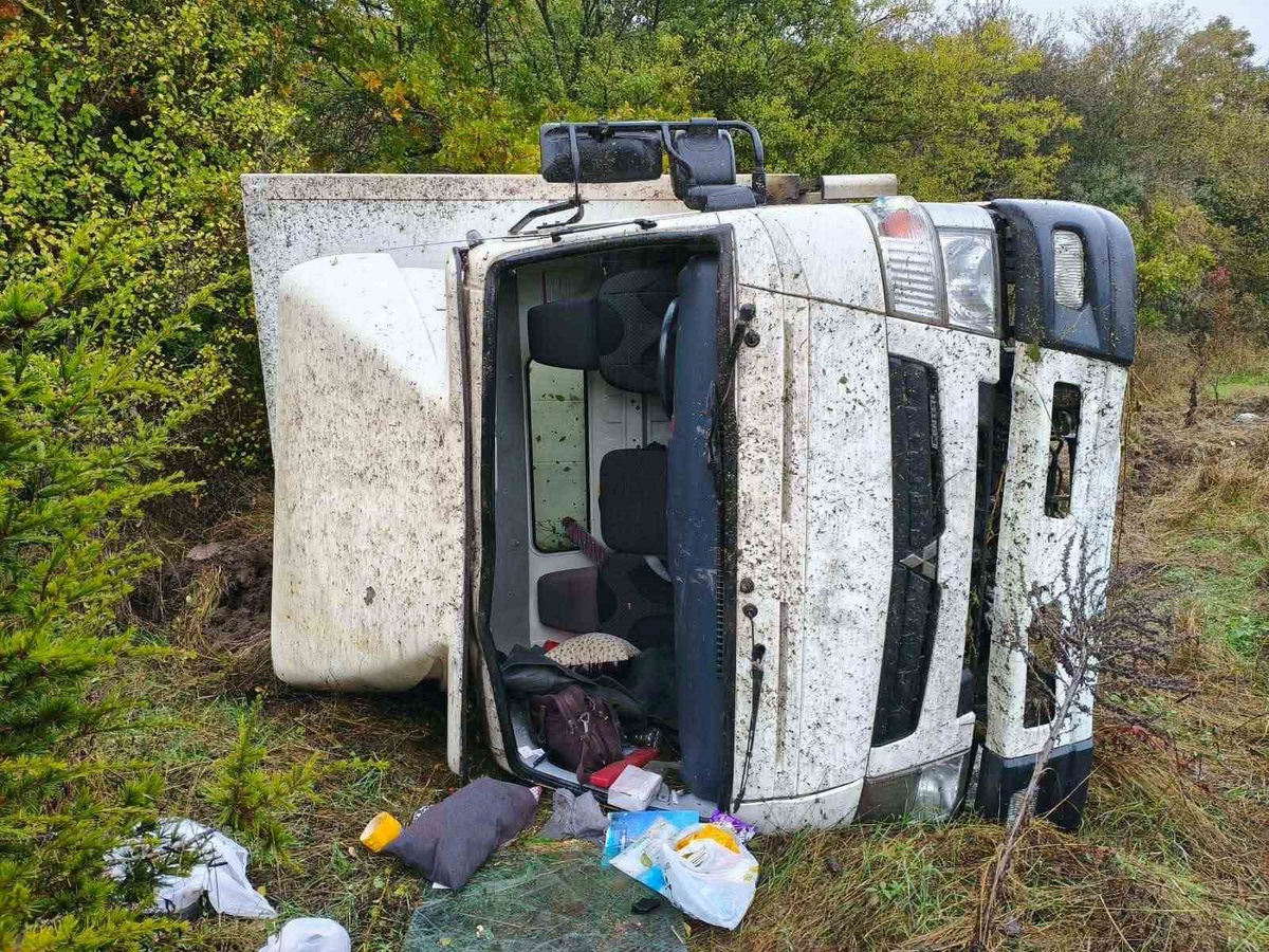 Bilecik Bozüyük'te kamyon ormanlık alana devrildi, 2 kişi yaralandı