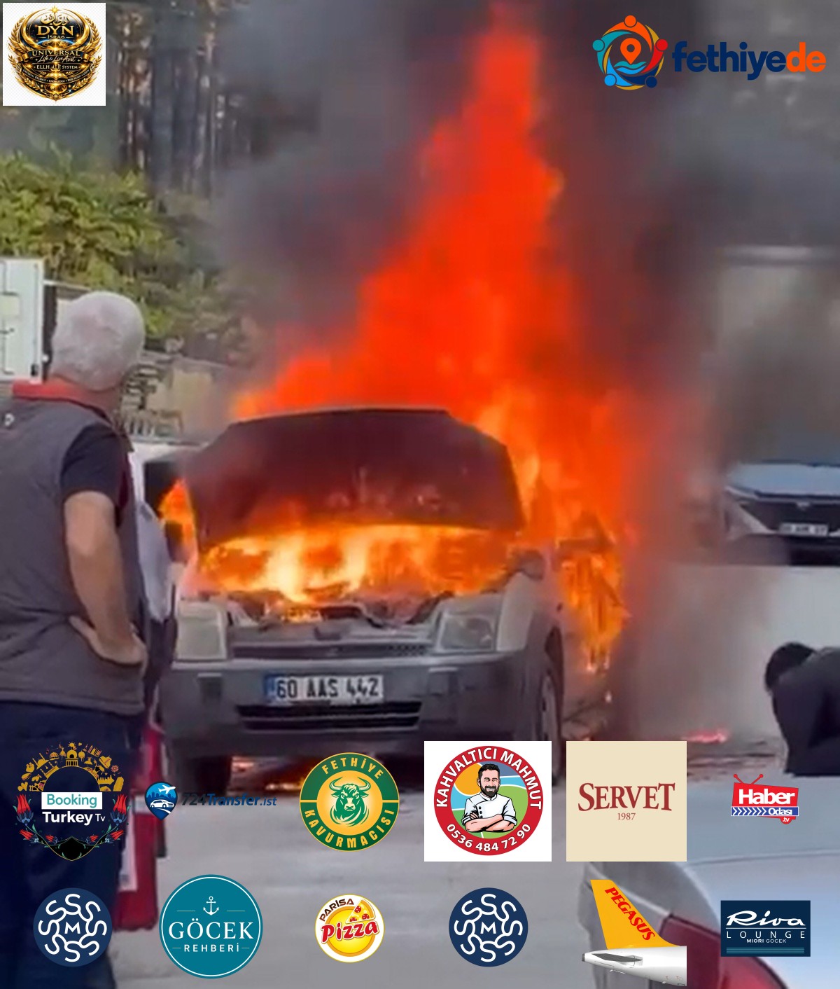 Tokat'ta TOGÜ Hastanesi otoparkında yanan hafif ticari araç kullanılamaz hale geldi