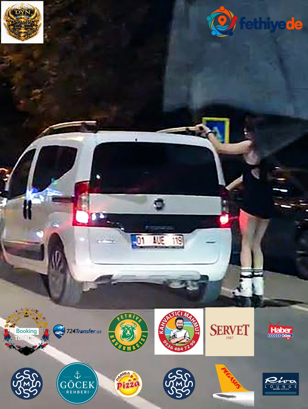 Adana'da patenli genç kız, hafif ticari aracın arkasına tutunup ilerledi