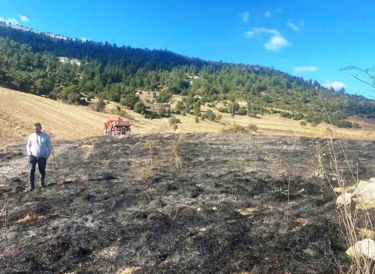 Kütahya Emet'te Yağcık köyündeki ot yangını söndürüldü, yaklaşık 2 dekar zarar gördü
