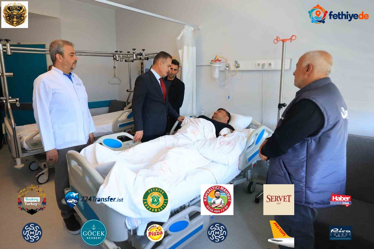 Muğla Valisi Akbıyık, kazada yaralanan muhtar Köseoğlu'nu hastanede ziyaret etti