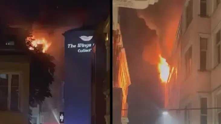 Beyoğlu'nda otelde yangın! Ekiplerin alevlere müdahalesi sürüyor
