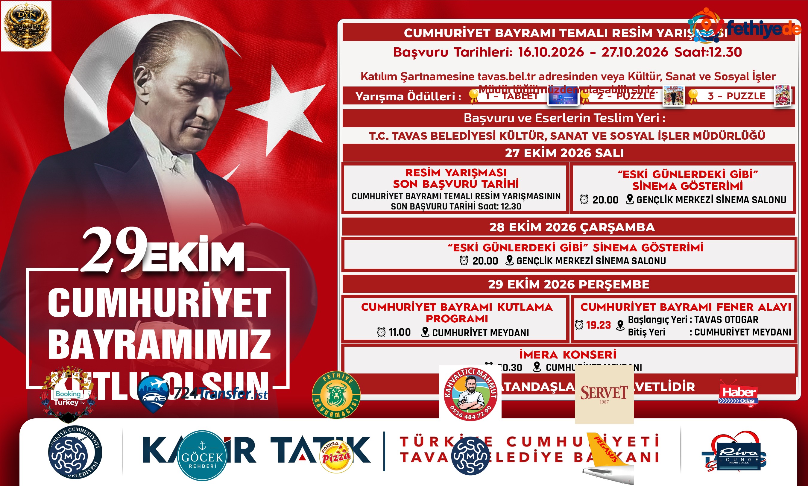 [BELEDIYE · Denizli · Tavas] 29 Ekim Cumhuriyet Bayramı Temalı Resim Yarışması