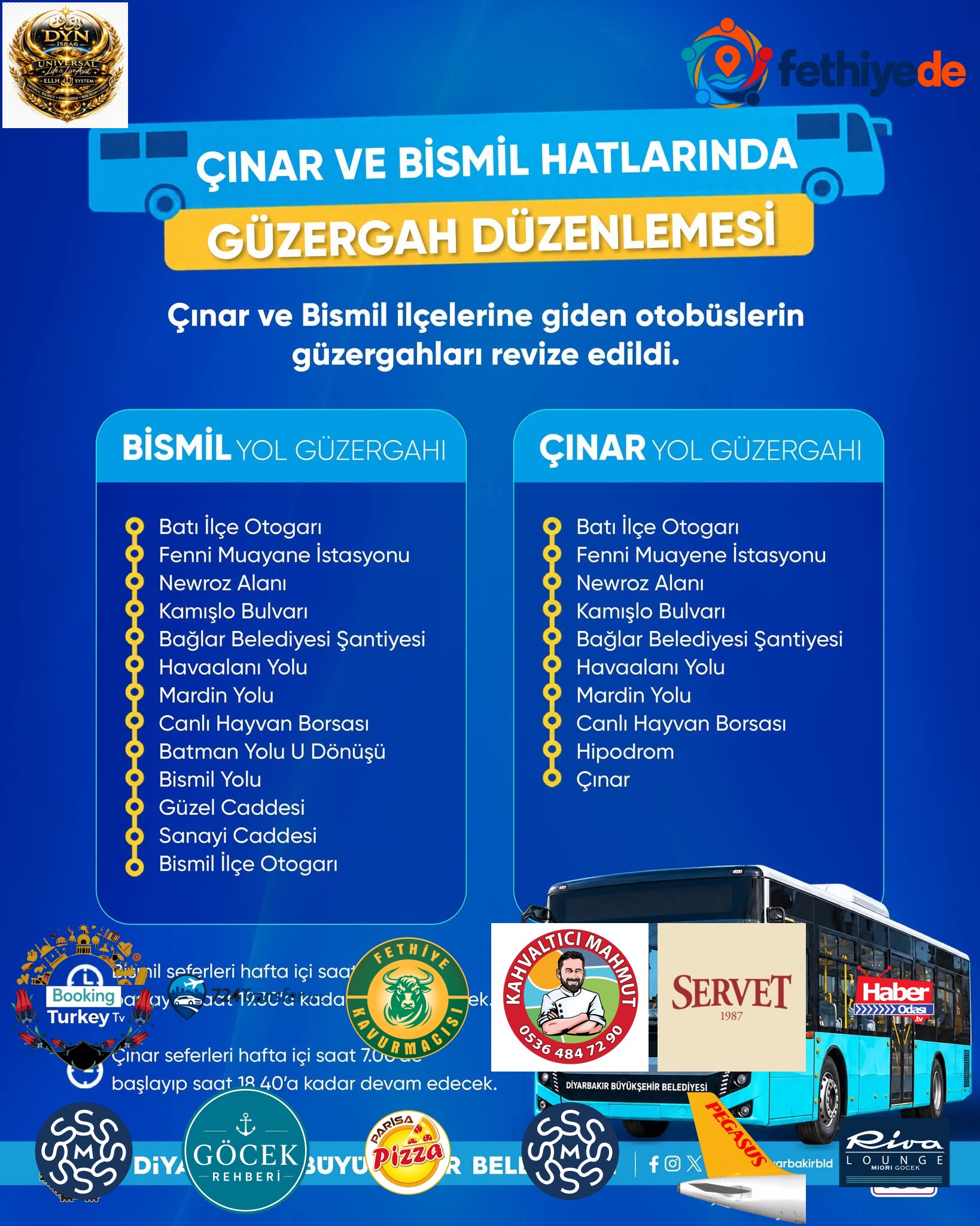 [BELEDIYE · Diyarbakır · Bismil] Bismil ve çinar hatlarinda otobüs güzergahlari düzenlemesi