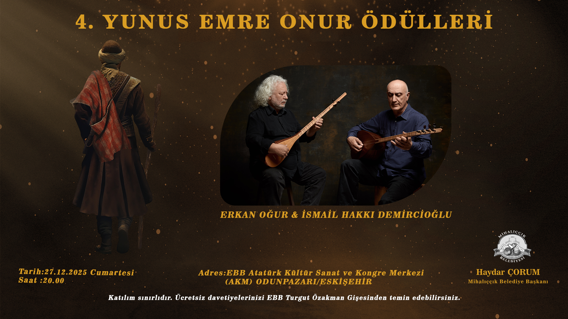 [BELEDIYE · Eskişehir · Mihalıççık] 4. Yunus Emre Onur Ödülleri 27 Aralık’ta Eskişehir’de Düzenlenecek