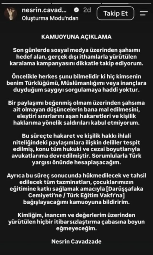 Nesrin Cavadzade’den Azerbaycan tepkilerine yanıt: Boyun eğmeyeceğim