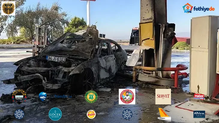 İzmir'de feci kaza! Akaryakıt pompasına çarpan otomobil alev aldı