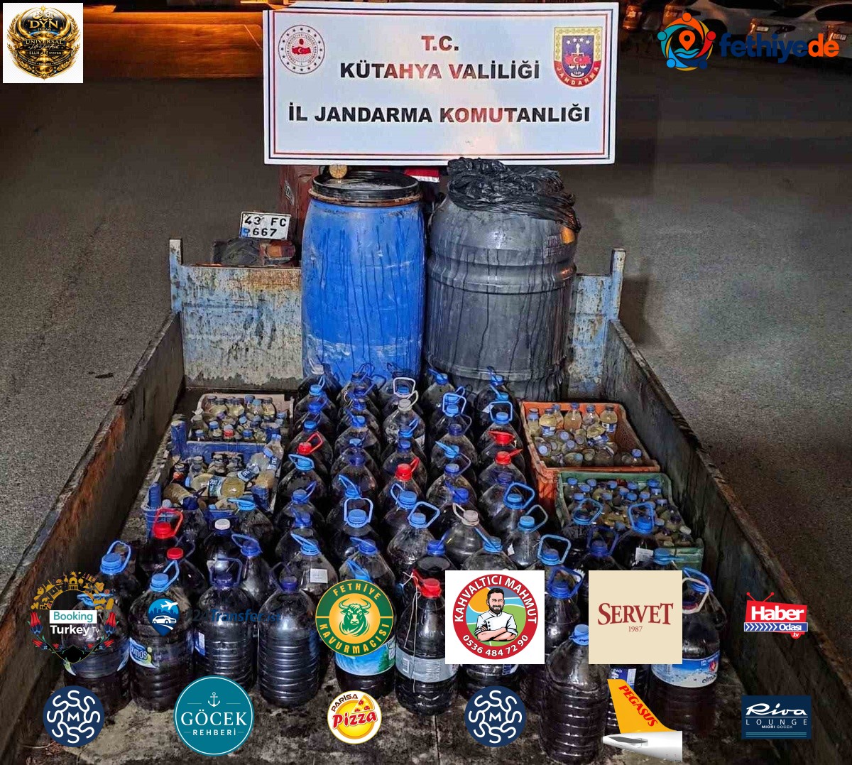 Kütahya Şaphane'de jandarma operasyonunda 960 litre kaçak şarap ele geçirildi