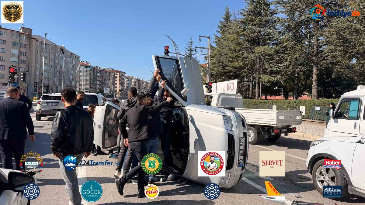 Afyonkarahisar'da kontrolden çıkan otomobil iki araca çarpıp yan yattı, 1 yaralı