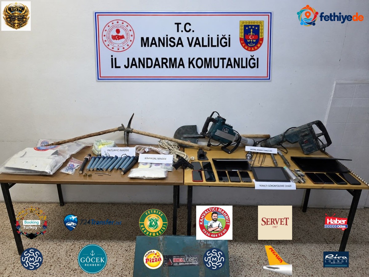 Manisa Gördes'te define için patlayıcıyla kaçak kazı yapan 8 şüpheli yakalandı