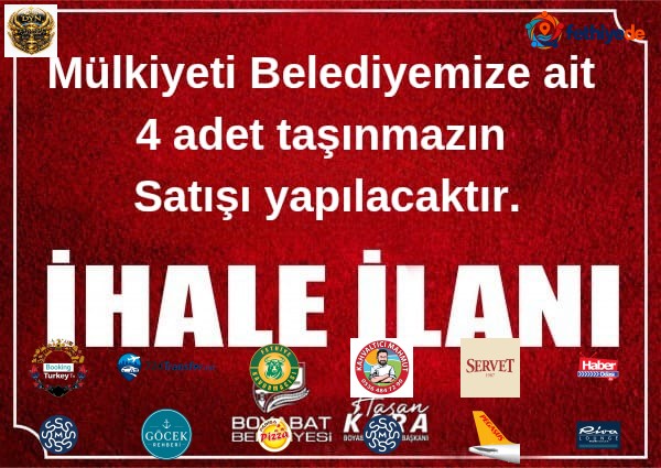 [BELEDIYE · Sinop · Boyabat] Taşinmaz satiş i̇hale i̇lani - mülkiyeti belediyemize ait 4(dört) adet taşınmaz satışı yapılacaktır