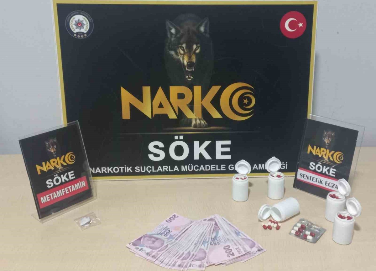 Aydın'ın Söke ve Kuşadası ilçelerinde 2 bin 55 sentetik ecza ele geçirildi