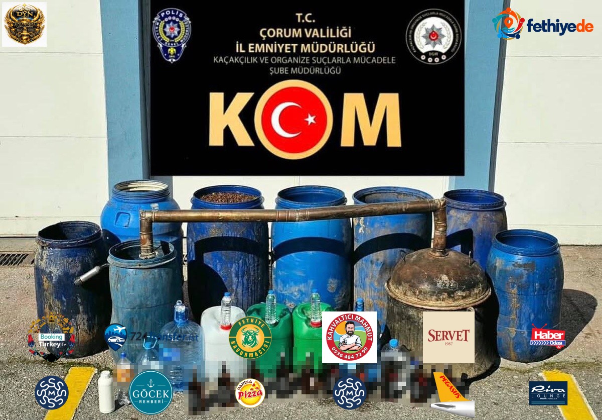 Çorum'da 4 adrese düzenlenen kaçak alkol operasyonunda 2 şüpheli gözaltına alındı