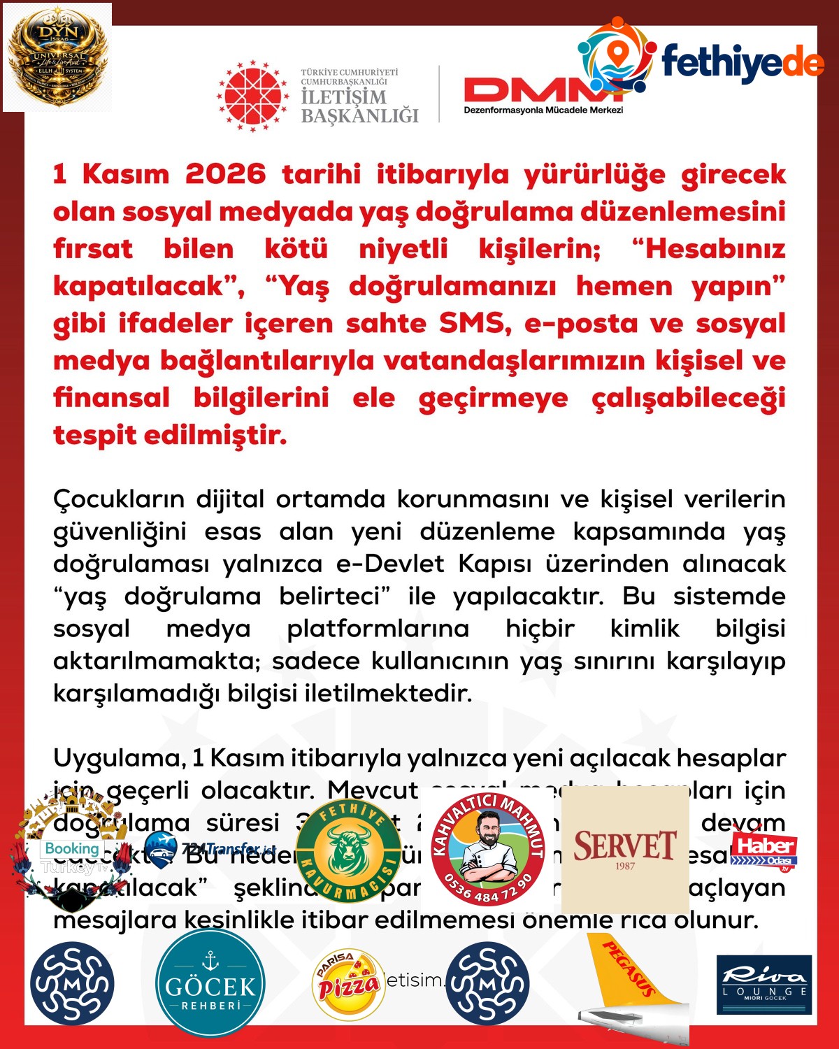 DMM, yaş doğrulamada sahte mesajlara karşı uyardı; doğrulama e-Devlet'ten yapılacak