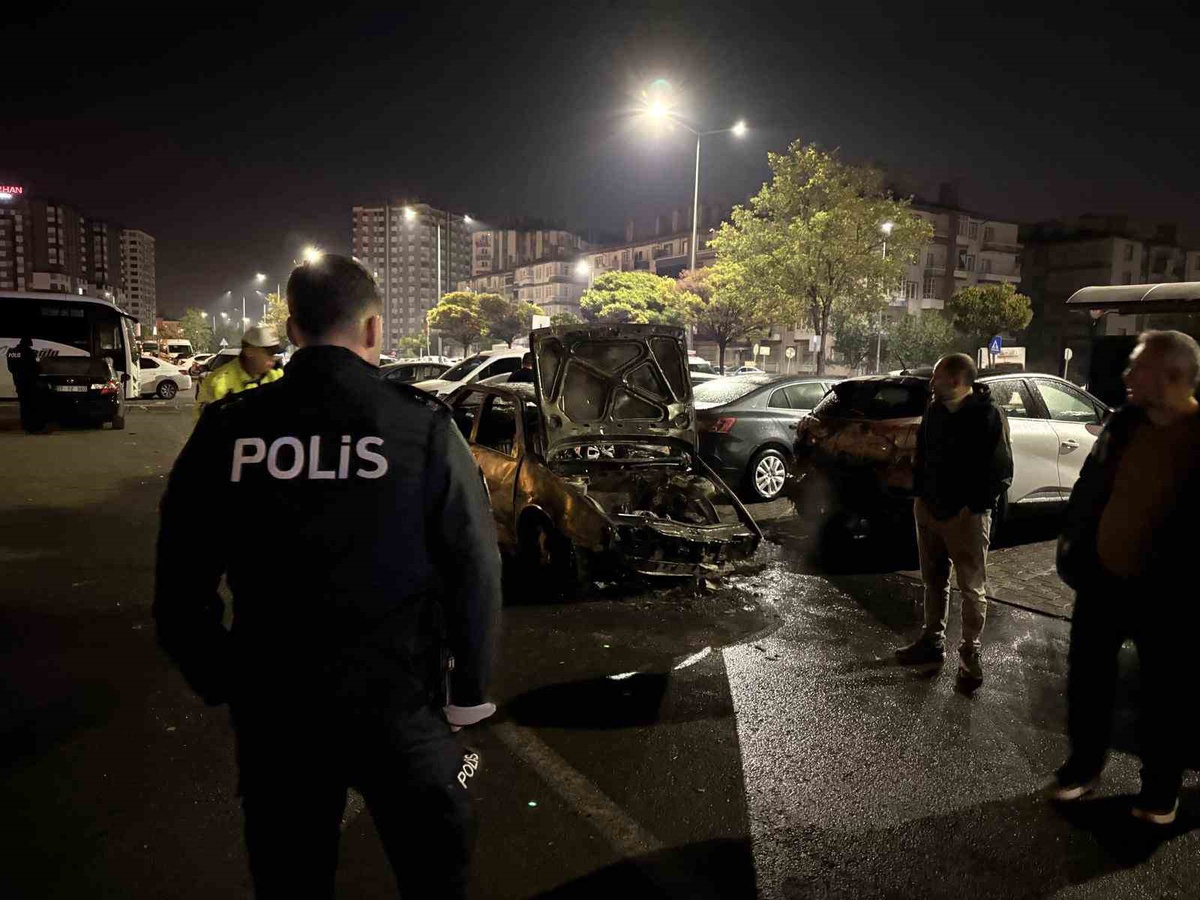 Kayseri'de alev alan otomobil park halindeki 3 araca zarar verdi, sürücü yaralandı