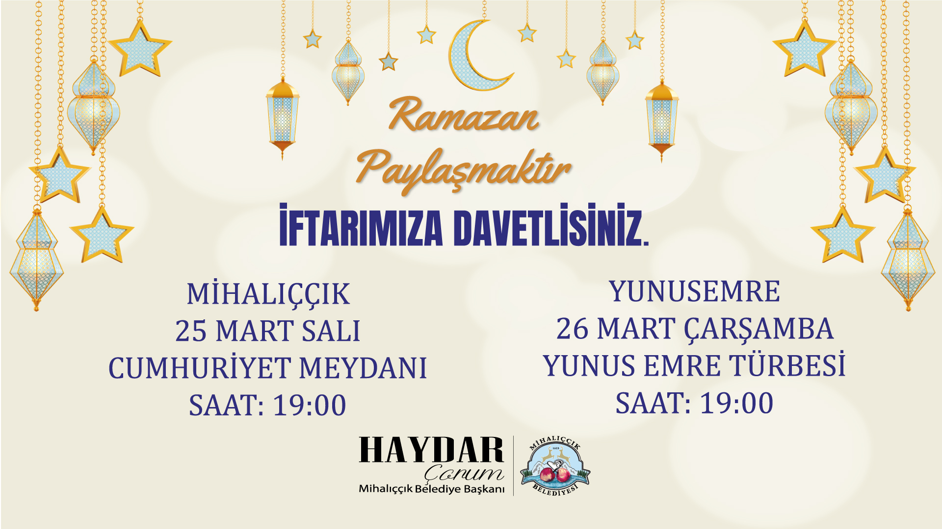 [BELEDIYE · Eskişehir · Mihalıççık] Mihalıççık Belediyesi Geleneksel İftar Programı’na Davetlisiniz.