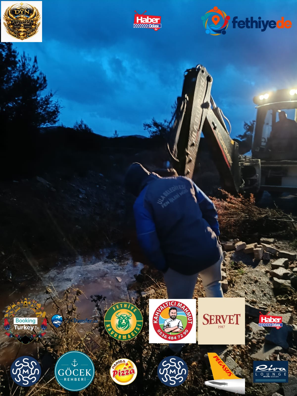 [BELEDIYE · Muğla · Ula] Ula Belediyesi yoğun yağış mesaisine gece boyunca devam etti