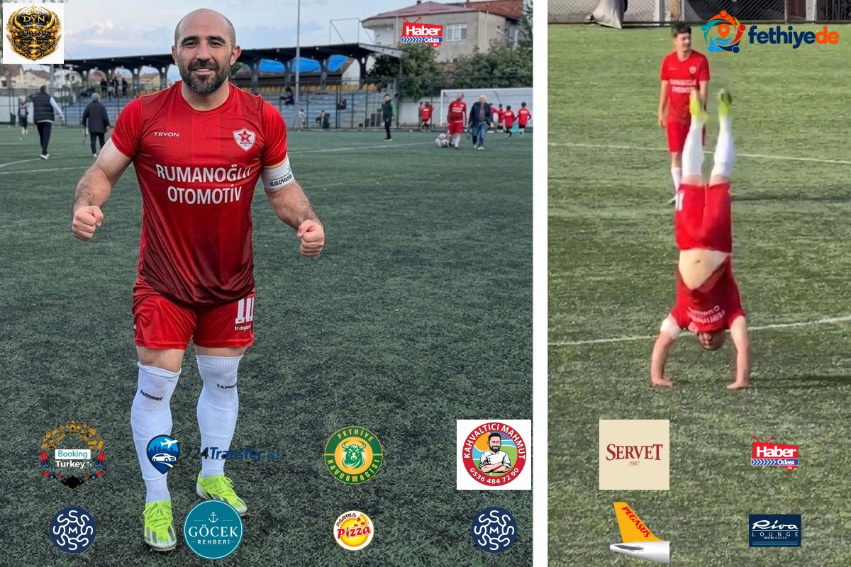 Amatör futbolcunun "11 taklalı" gol sevinci
