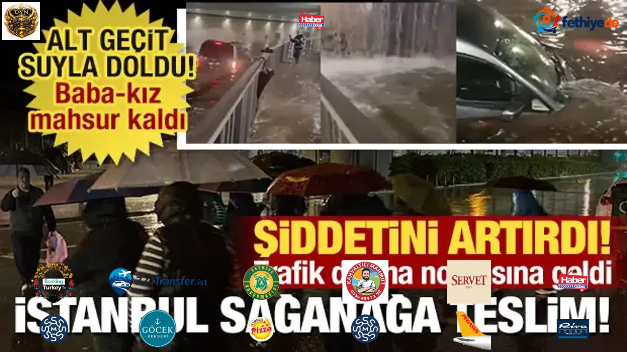 İstanbul'da yağmur etkisini artırdı! Alt geçidi su bastı, trafik durma noktasına geldi!
