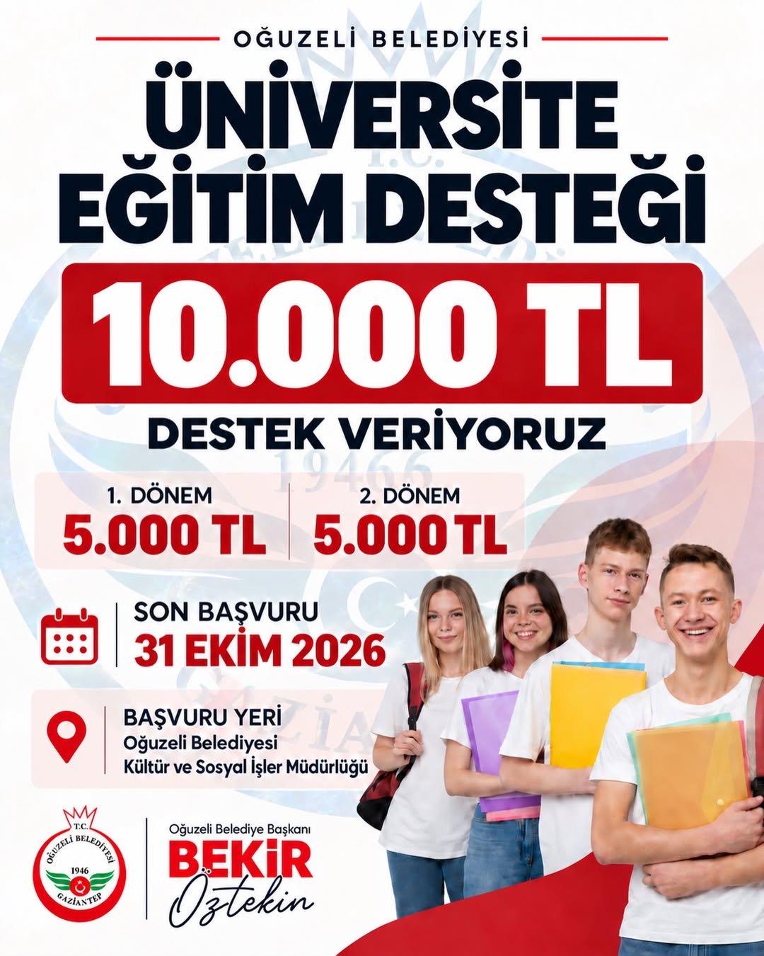 Üniversiteli Gençlerimize 10.000 TL Eğitim Desteği! - Oğuzeli Belediyesi Kurumsal Web Sitesi