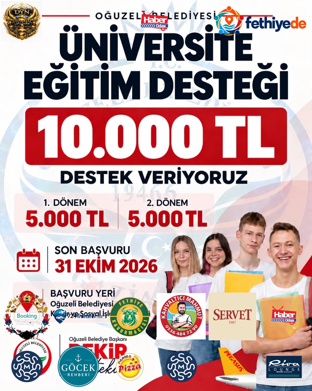Üniversiteli Gençlerimize 10.000 TL Eğitim Desteği! - Oğuzeli Belediyesi Kurumsal Web Sitesi