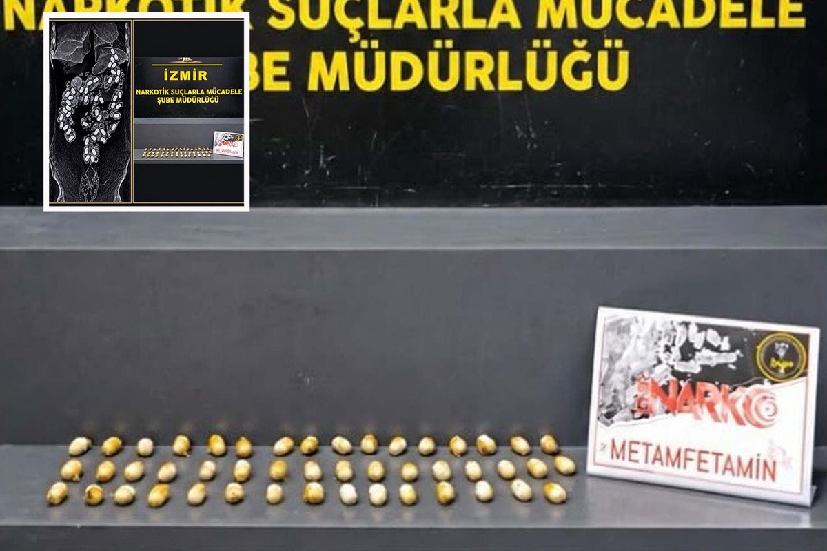 İzmir Adnan Menderes Havalimanı'nda kuryenin midesinden 47 kapsül metamfetamin çıktı