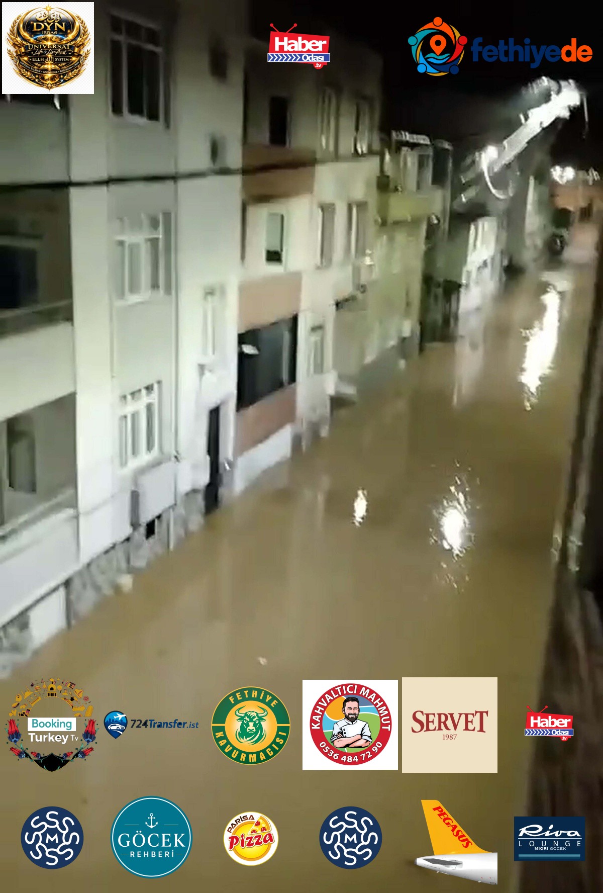 Biga'da etkili sağanak cadde ve sokakları göle çevirdi, bir vatandaş suya olta attı