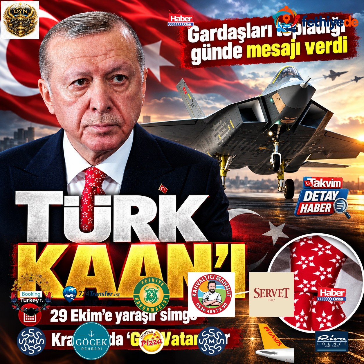Başkan Erdoğanın kravatında Gök Vatan var! 29 Ekimde bir KAAN sürprizi daha... Türk dünyasına mesaj