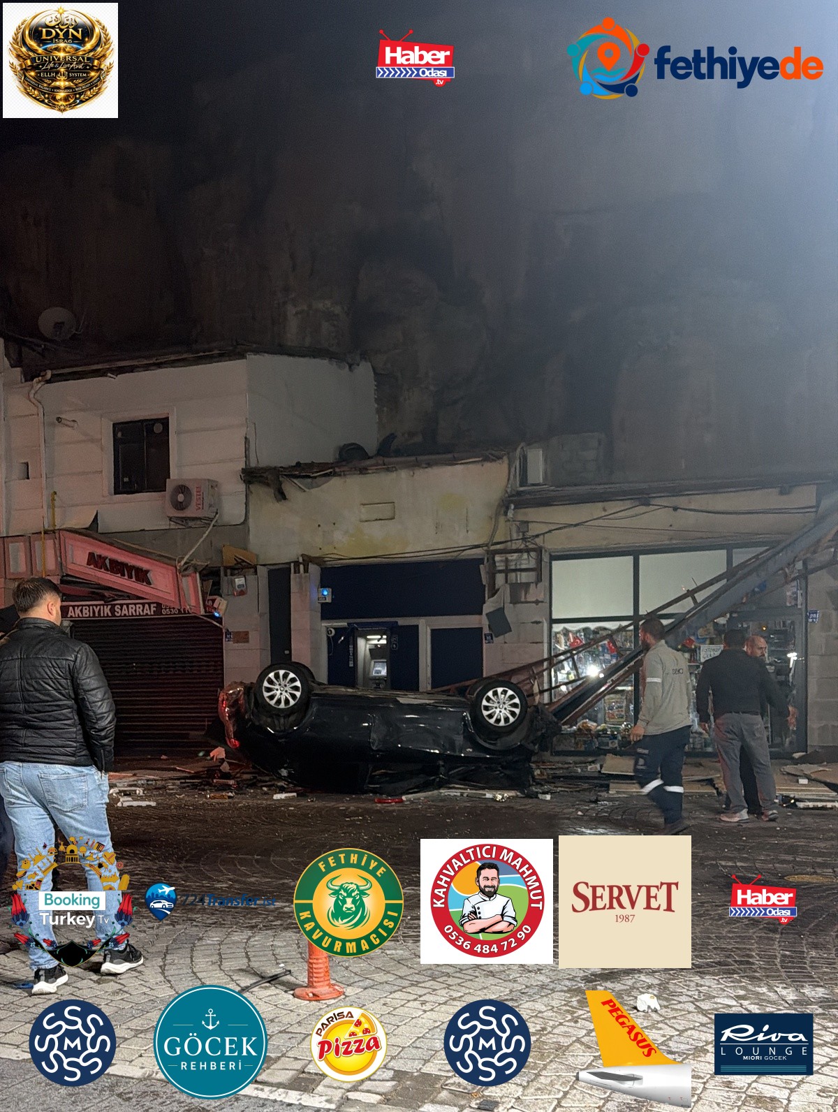 Kayseri'de otomobil 50 metrelik kayalıklardan iş yerlerine düşüp sürücüyü yaraladı