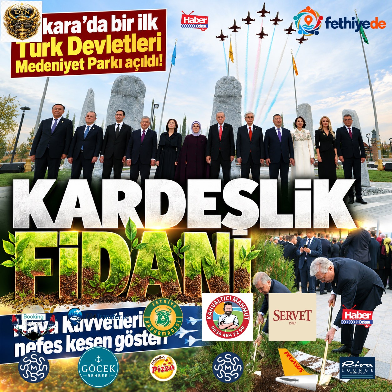 Ankarada Türk dünyası buluşması! Başkan Erdoğan TDT liderleriyle Türk Devletleri Medeniyet Parkı’nda fidan dikti