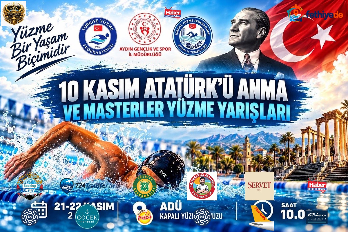 Aydın'da Atatürk'ü anma masterler yüzme yarışları 21-22 Kasım 2026'da yapılacak