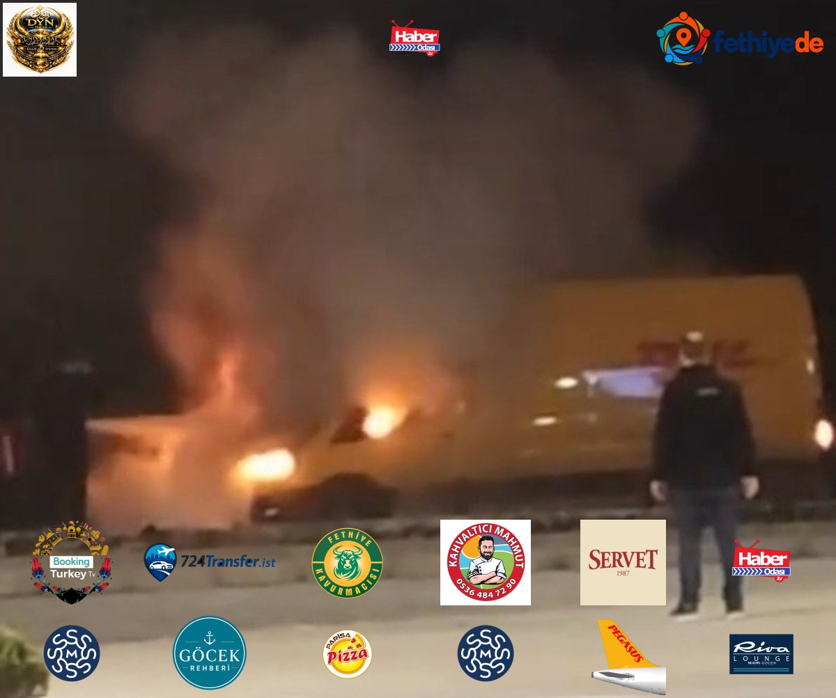 Denizli Cankurtaran'da DHL kargo aracında yangın çıktı, itfaiye söndürdü