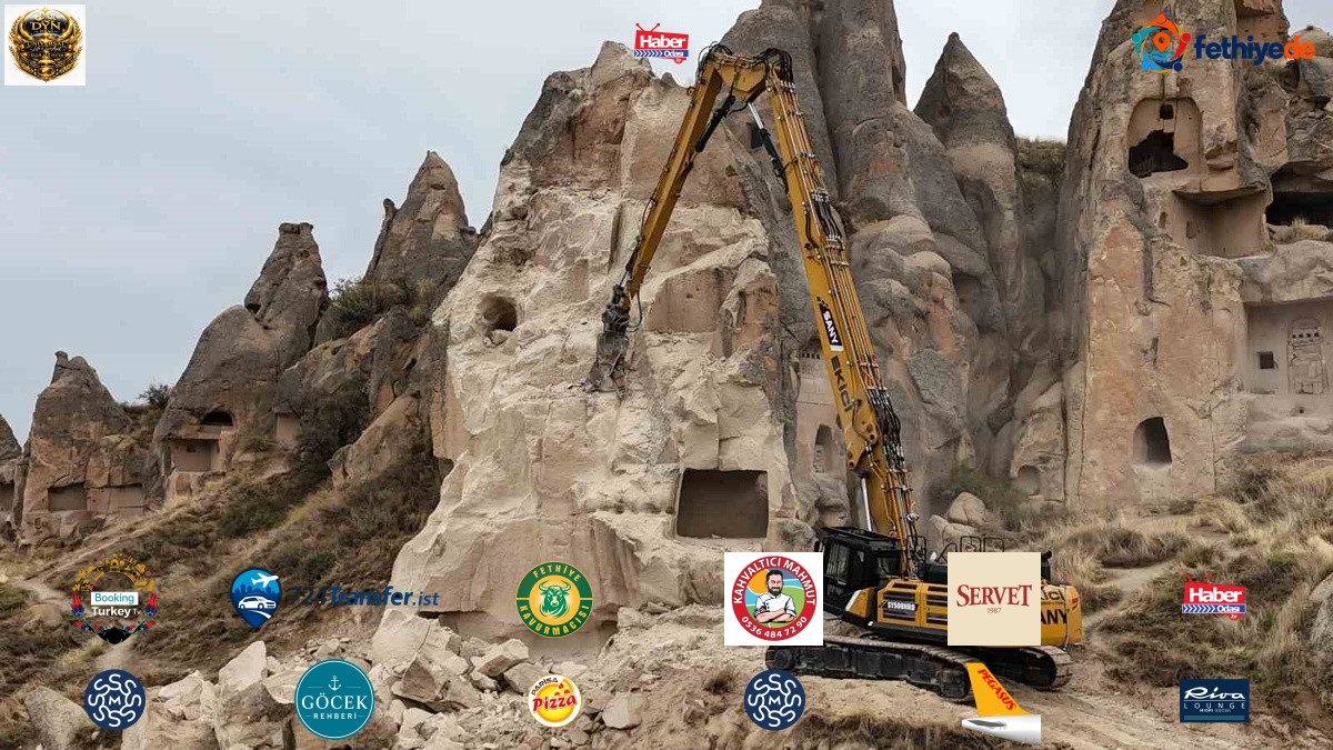 Göreme'de 3 kişinin öldüğü çökmenin ardından riskli kaya parçaları temizleniyor
