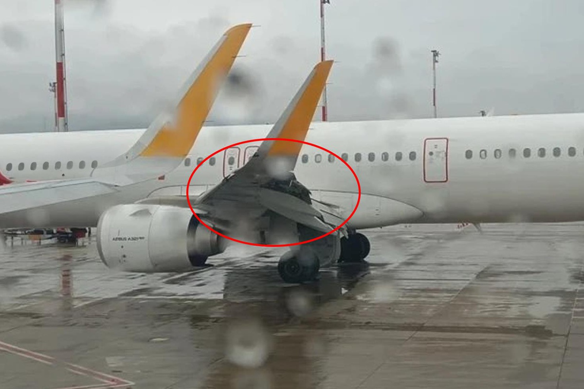 İstanbul'dan havalanan uçakta büyük tehlike! Kanadı parçalandı