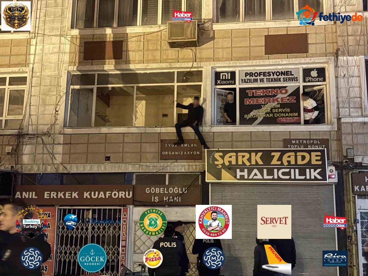 Kayseri Melikgazi'de cam kırıp kendine zarar vermek isteyen şahıs zorla indirildi
