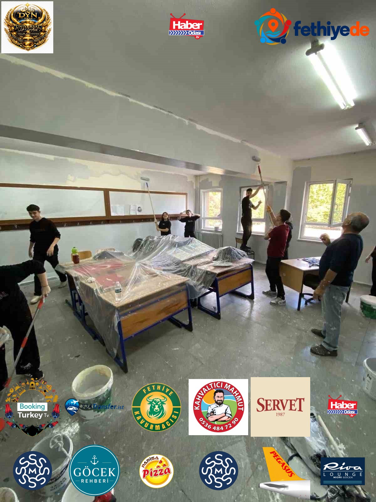 Bilecik Osmaneli’de 75. Yıl Anadolu Lisesi 9/B öğrencileri sınıflarını boyadı