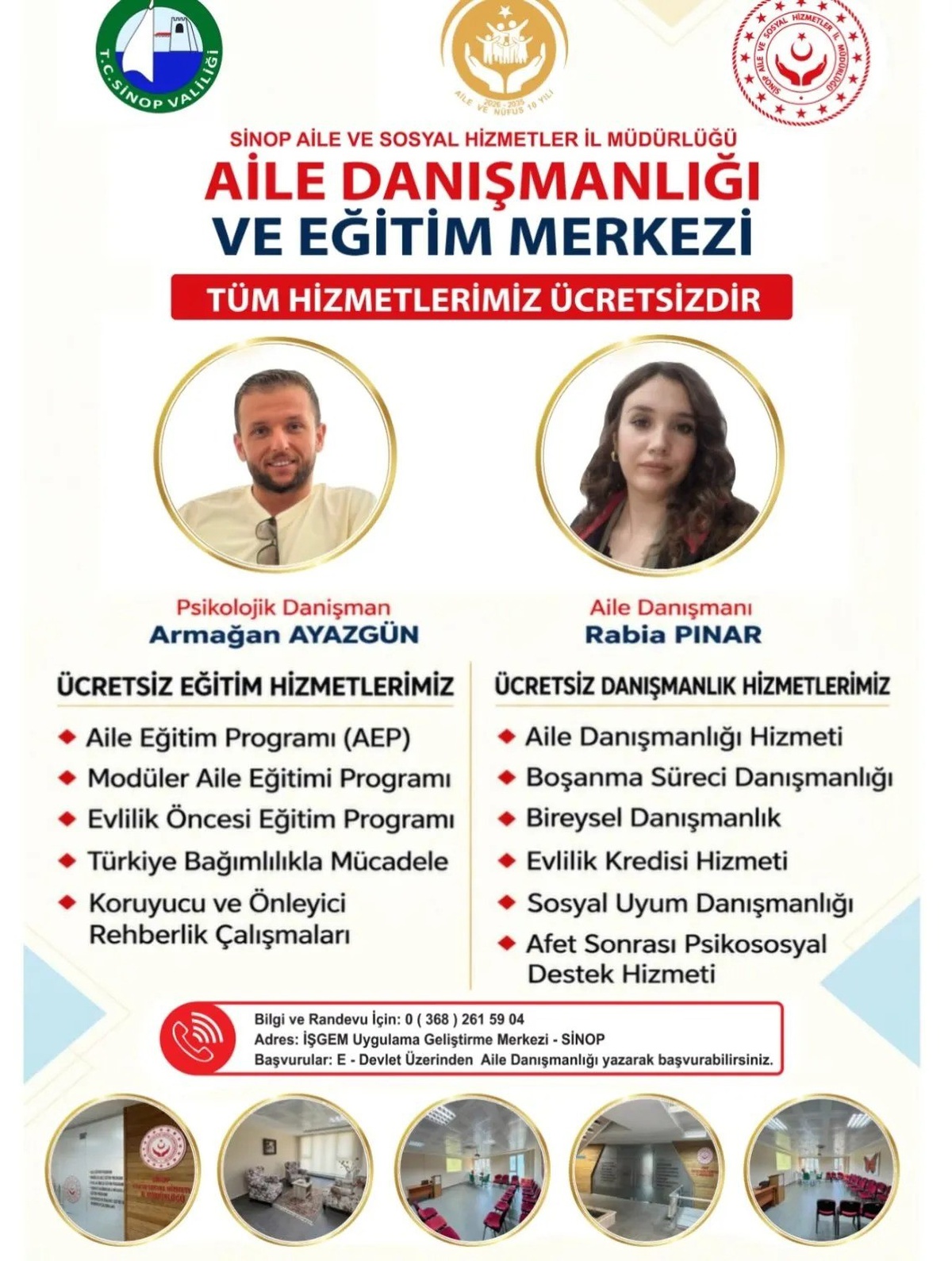 Sinop'ta Aile Danışmanlığı ve Eğitim Merkezi ücretsiz danışmanlık ve eğitim veriyor